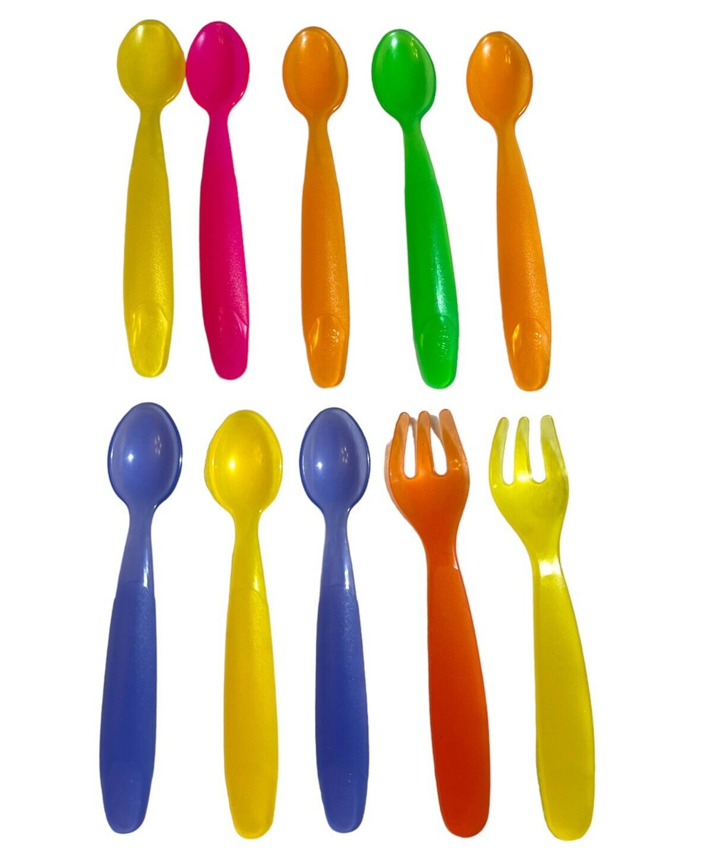 The First Years Baby Infant Feeding Spoons and Forks Plastic Lot of 10 Reusable